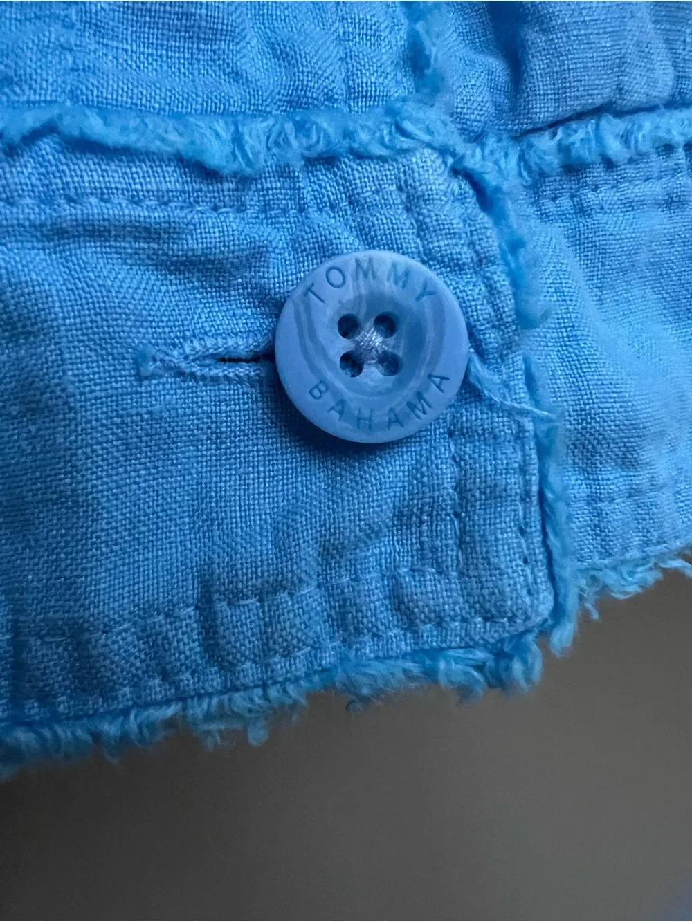 Tommy Bahama XL 100% Linen Blue Frayed Quiet Chic Coastal Jacket Casual Travel